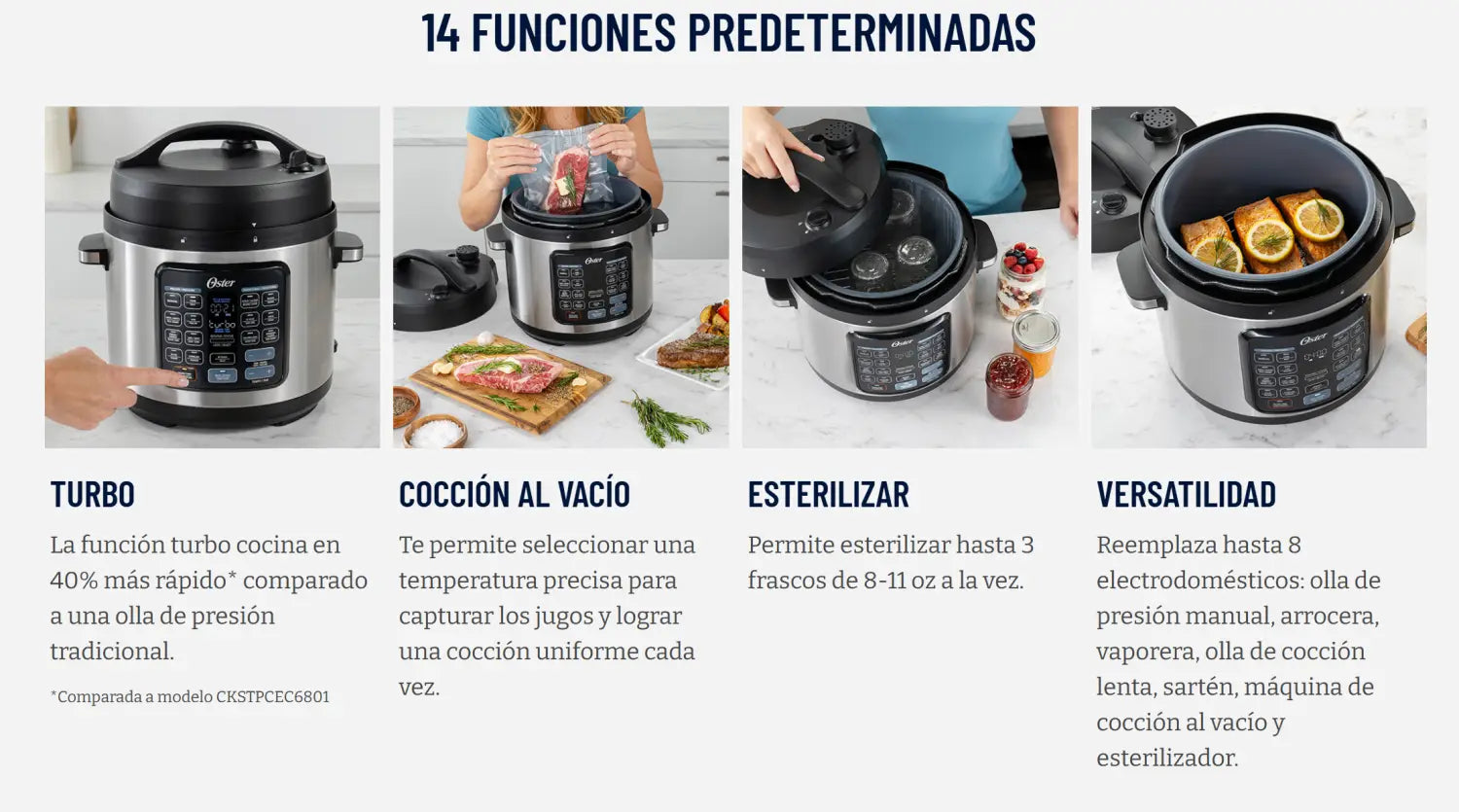 Imagen de olla multifuncional Oster Multiolla Turbo 5.7L CKSTPCECT57DF para cocinar eficiente