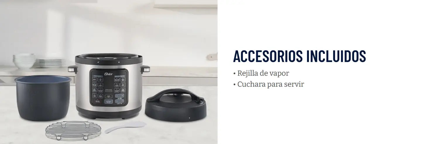 Olla multifuncional Oster Multiolla CKSTPCECT57DF con accesorios para cocinar eficiente