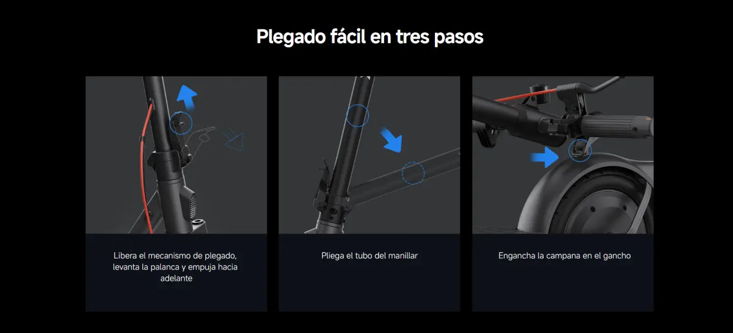 Scooter eléctrico Xiaomi Elite US con mecanismo de plegado en tres pasos