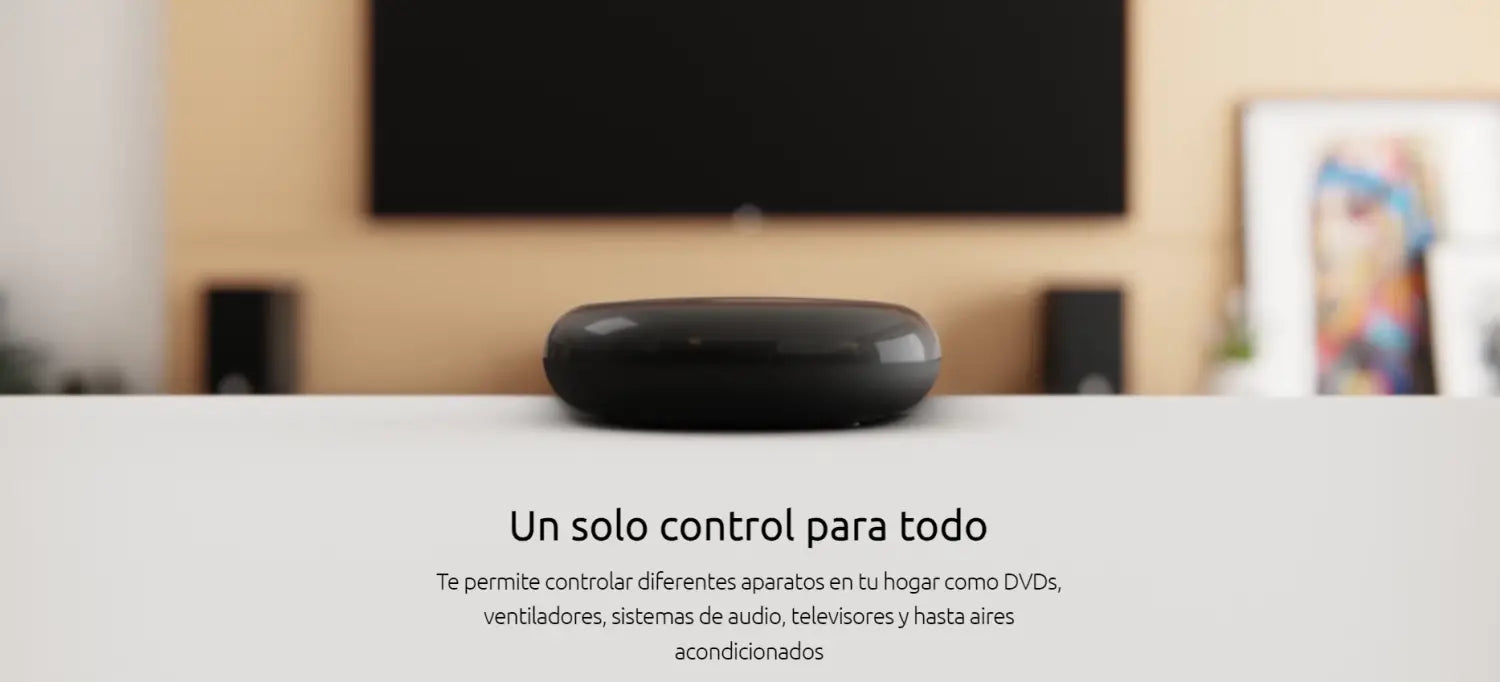 Control Remoto Universal Inteligente IR+RF Nexxt, dispositivo inteligente redondeado negro.