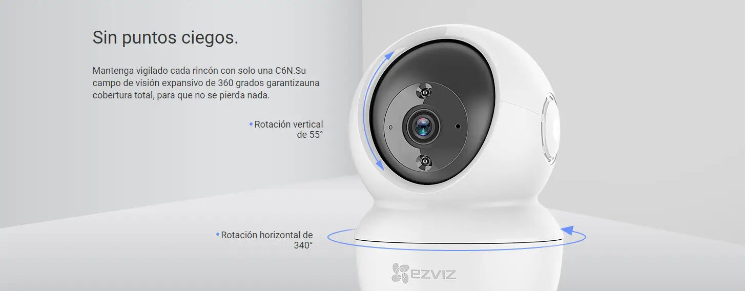 Cámara de seguridad para interiores FHD EZVIZ C6N con reducción digital y rango dinámico amplio.
