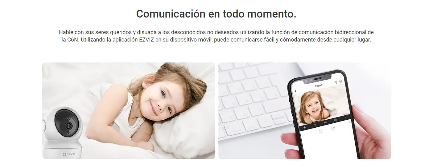 Cámara de seguridad C6N con comunicación bidireccional y reducción digital.