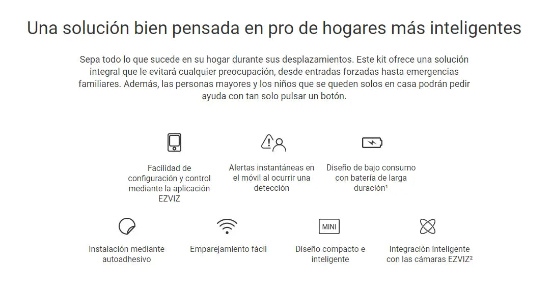 Características del Kit de Sensores de Seguridad para el Hogar EZVIZ en entornos abiertos.
