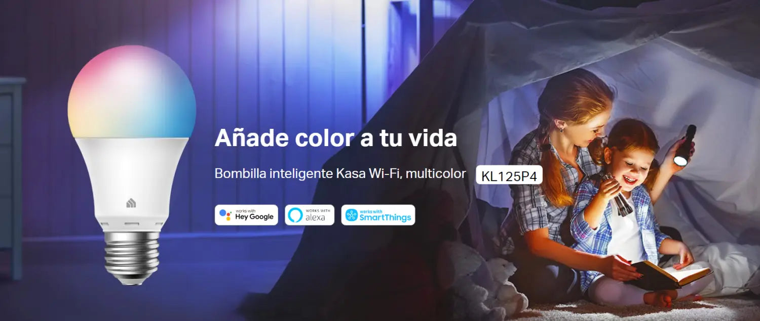 Bombilla multicolor Kasa Smart TP-Link para cualquier lugar, Pack de 4 unidades.