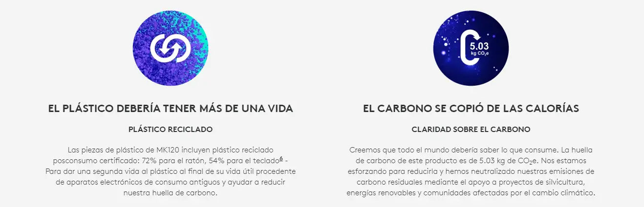 Sostenibilidad información del Set Teclado y Mouse USB Logitech MK120 en Costa Rica.