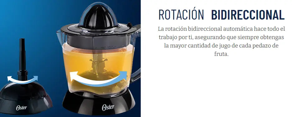 Exprimidor de Cítricos Eléctrico Oster Blanco, mejor extracción con rotación bidireccional en Costa Rica.