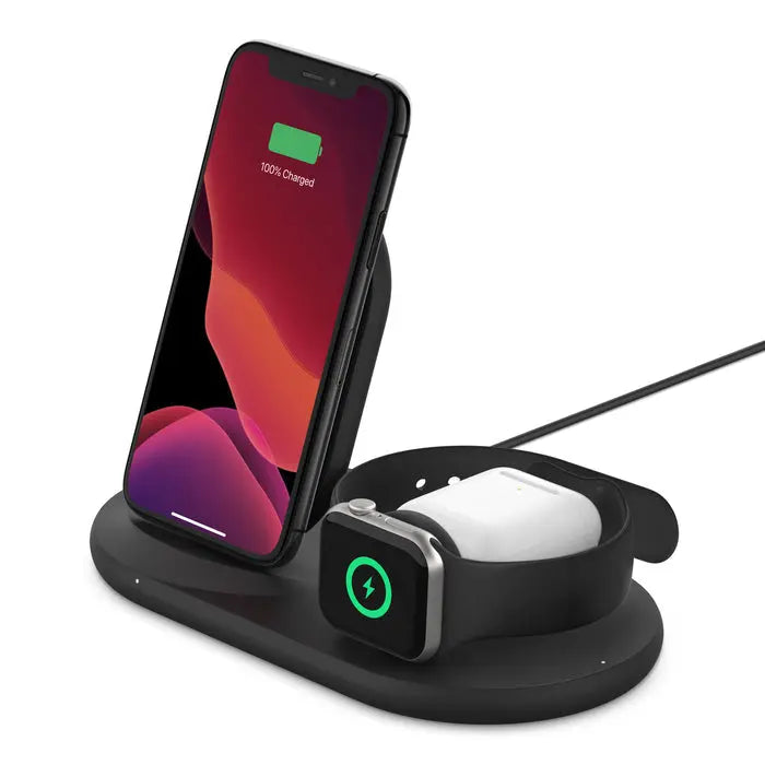 Cargador Inalámbrico Boost Charge 3 en 1 para Dispositivos Apple Negro Belkin (WIZ001ttBK)