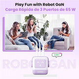 Cargador de Pared - Doble Puerto USB-C + USB-A - 65W - Ugreen Nexode Robot PD GaN Rosado (CD361) yapcr.com Costa Rica