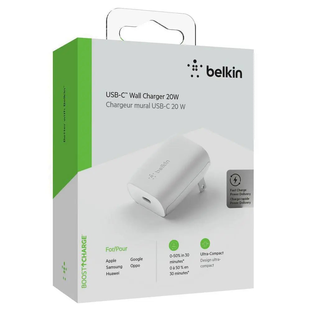 Cargador de Pared USB-C de 20W Blanco Belkin (WCA003dqWH)