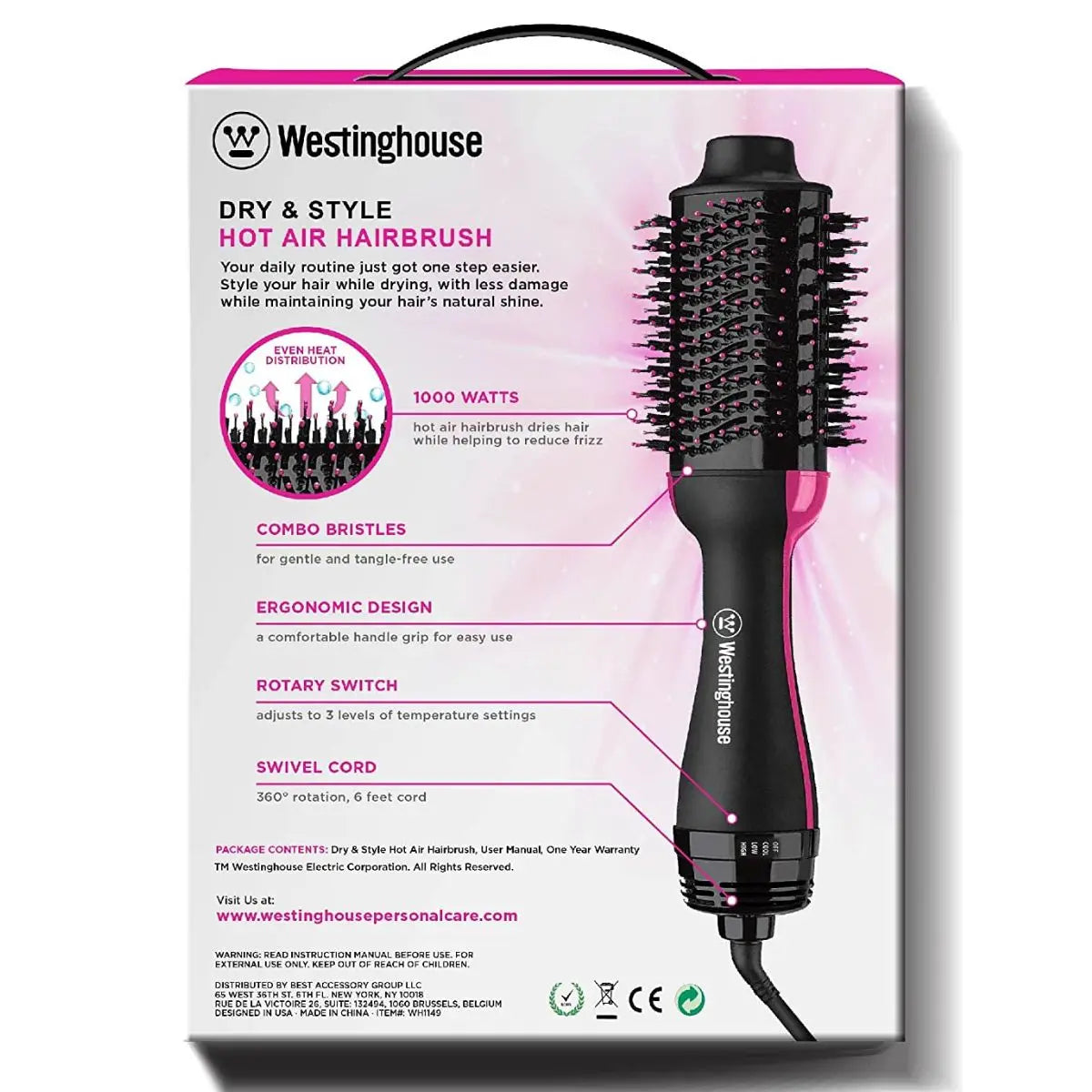 Cepillo para Cabello Secador y Estilizador 1000 W Westinghouse (WH1149)