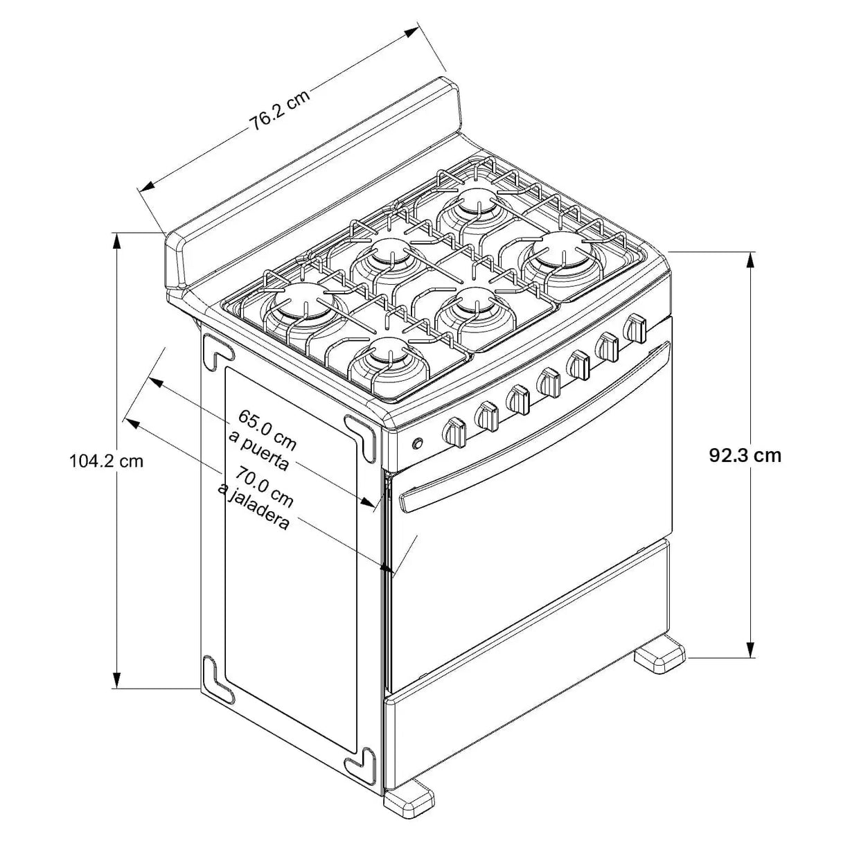 Cocina de Gas 30" 6 Quemadores Acros (AFR2110B) yapcr.com Costa Rica