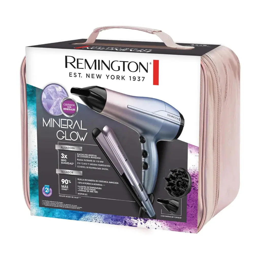 Combo Secadora y Alisadora Mineral Glow Remington (S5408-D5408-F) yapcr.com Costa Rica