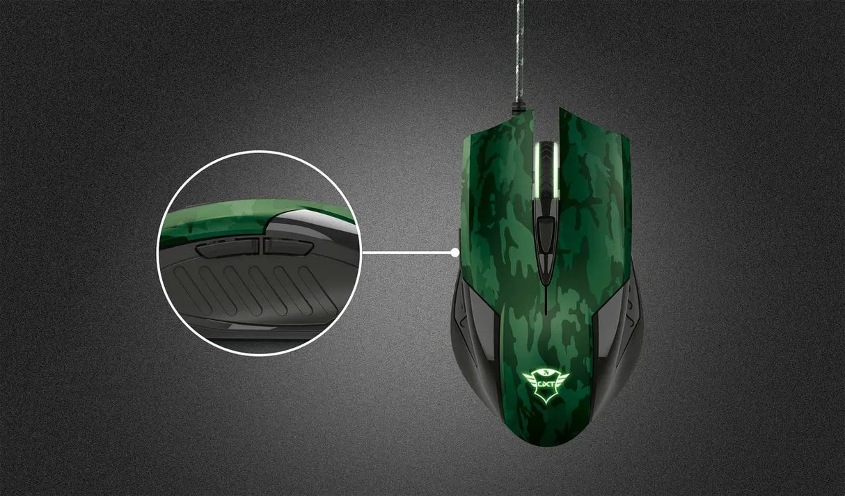 Duo Gaming Mouse + Mouse Pad Trust GXT 781 Rixa Camo Verde (23611)