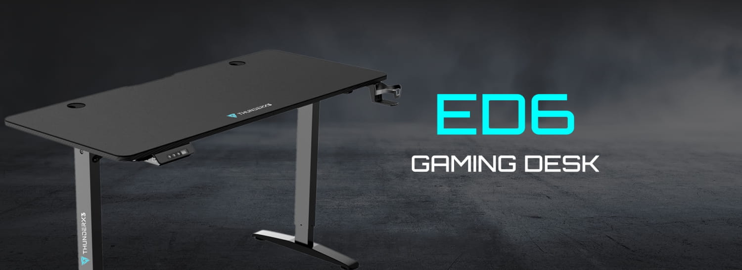 Imagen de escritorio gaming ThunderX3 ED6 con altura ajustable y alfombrilla completa Negra
