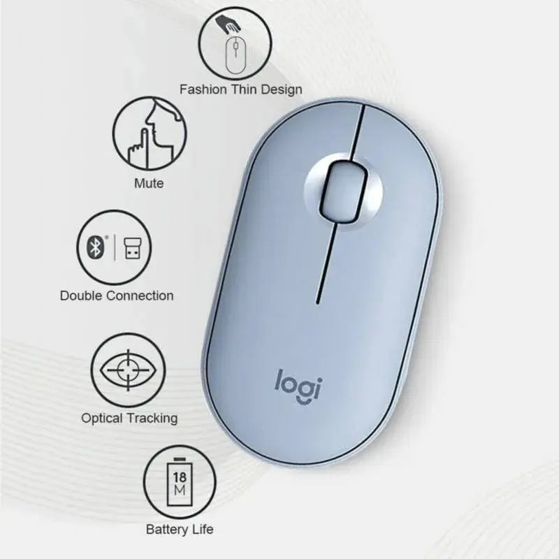 Mouse Inalámbrico Logitech Pebble M350 Gris Azulado (910-005773)