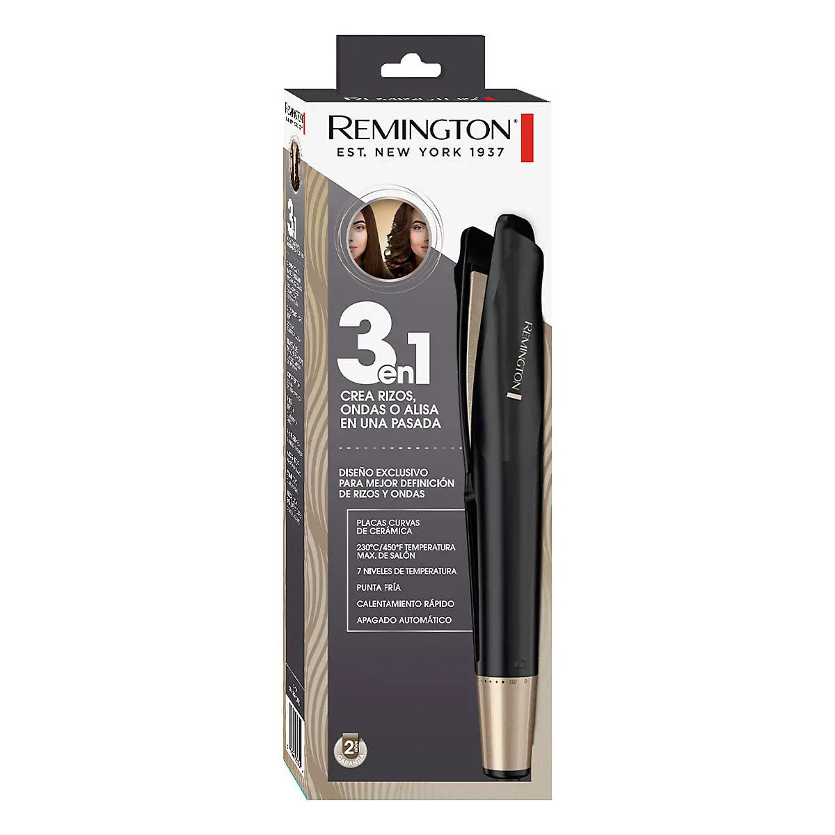 Plancha de Cabello, Ondulador y Estilizador 3 en 1 Remington (S19A)