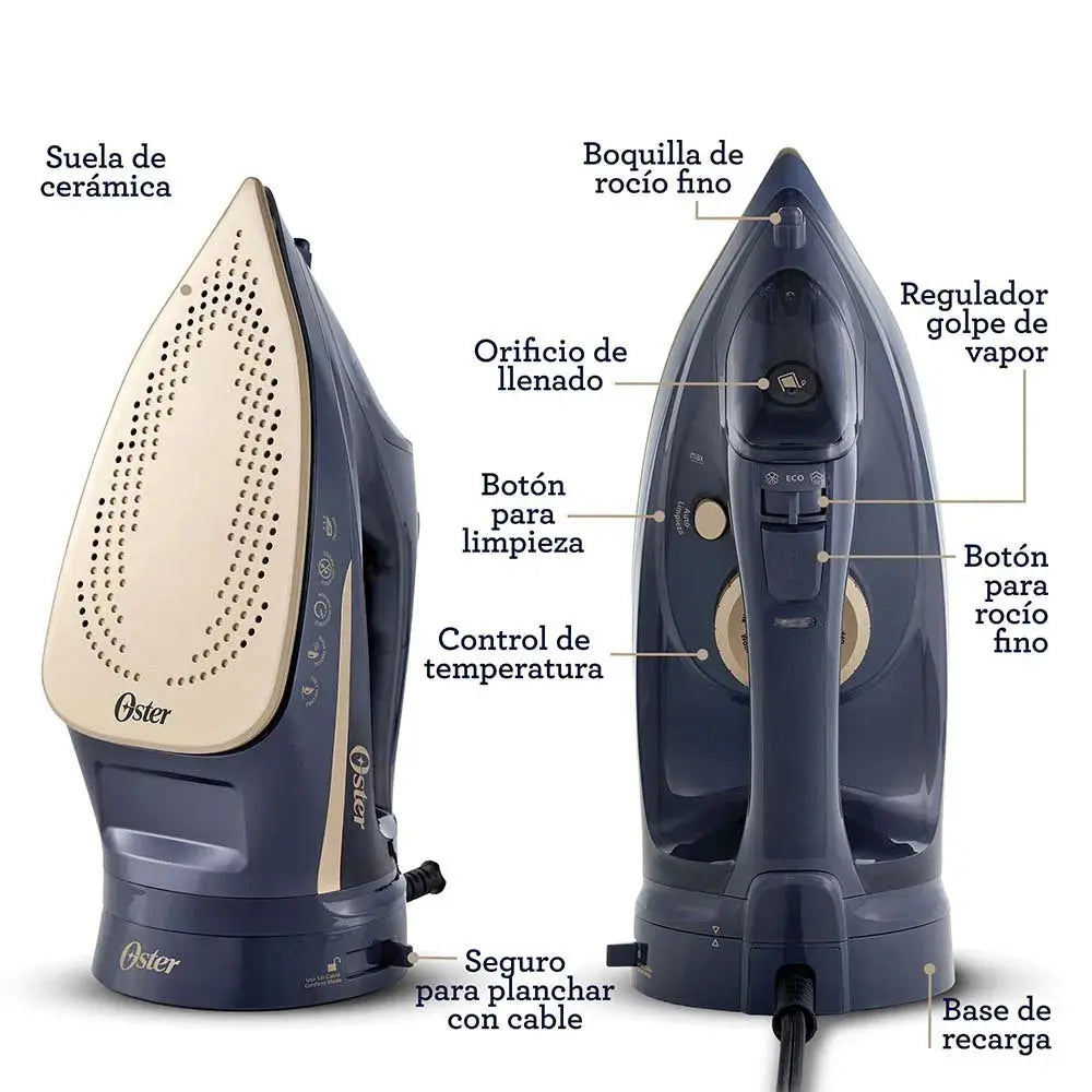 Plancha de Vapor Inalámbrica 2 en 1 Suela Cerámica Oster (GCSTCC5000) yapcr.com Costa Rica