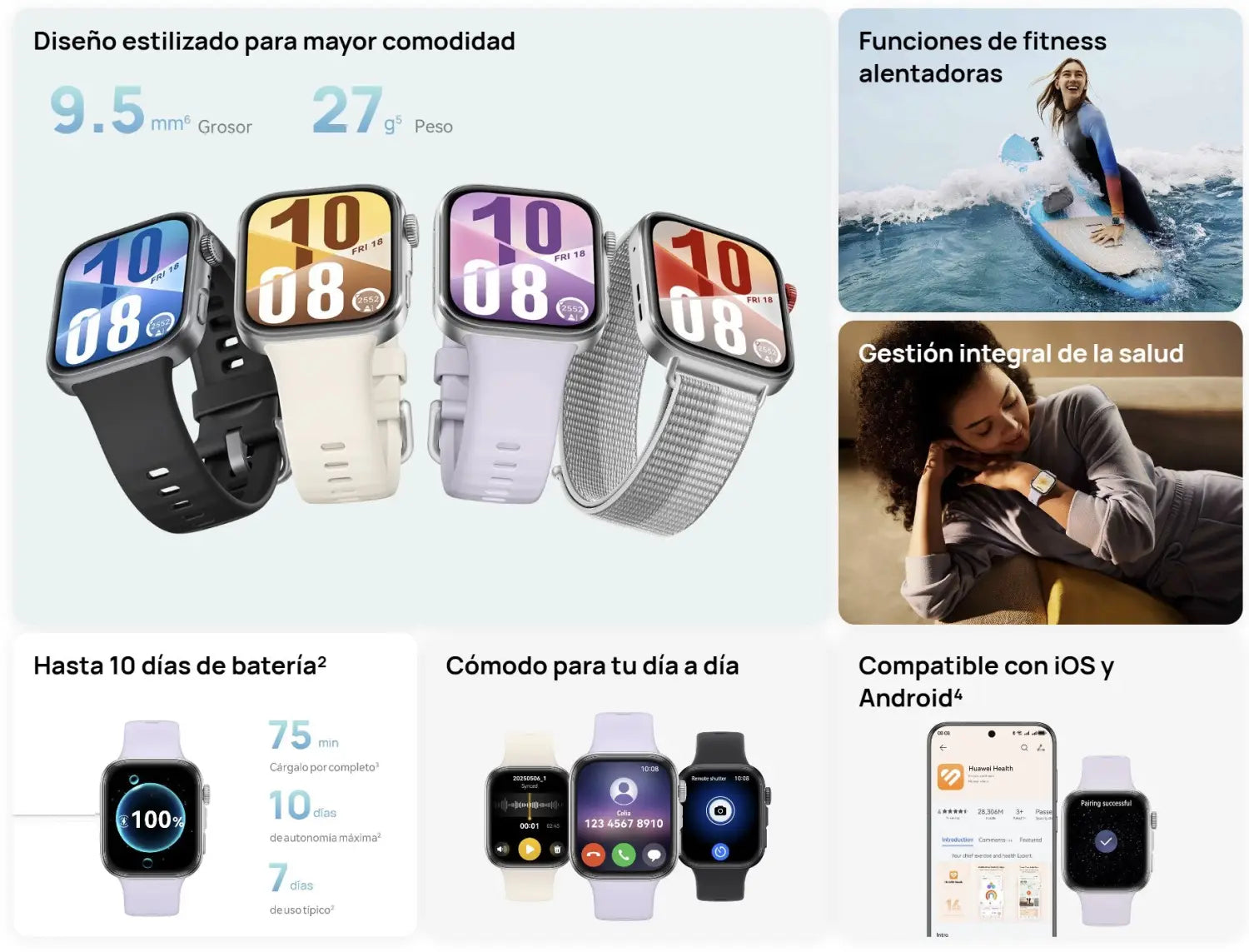 Publicidad del Huawei Watch Fit 4 Negro, reloj inteligente Huawei Watch Fit para fitness