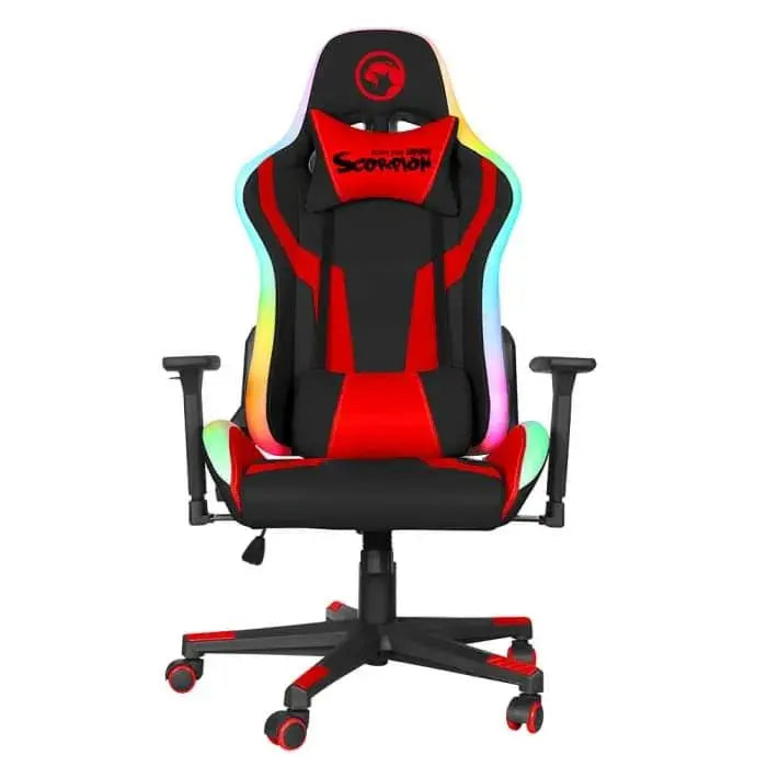 Silla de Escritorio Linea Gamer Negra/Roja con Luces RGB Marvo (CH-128)