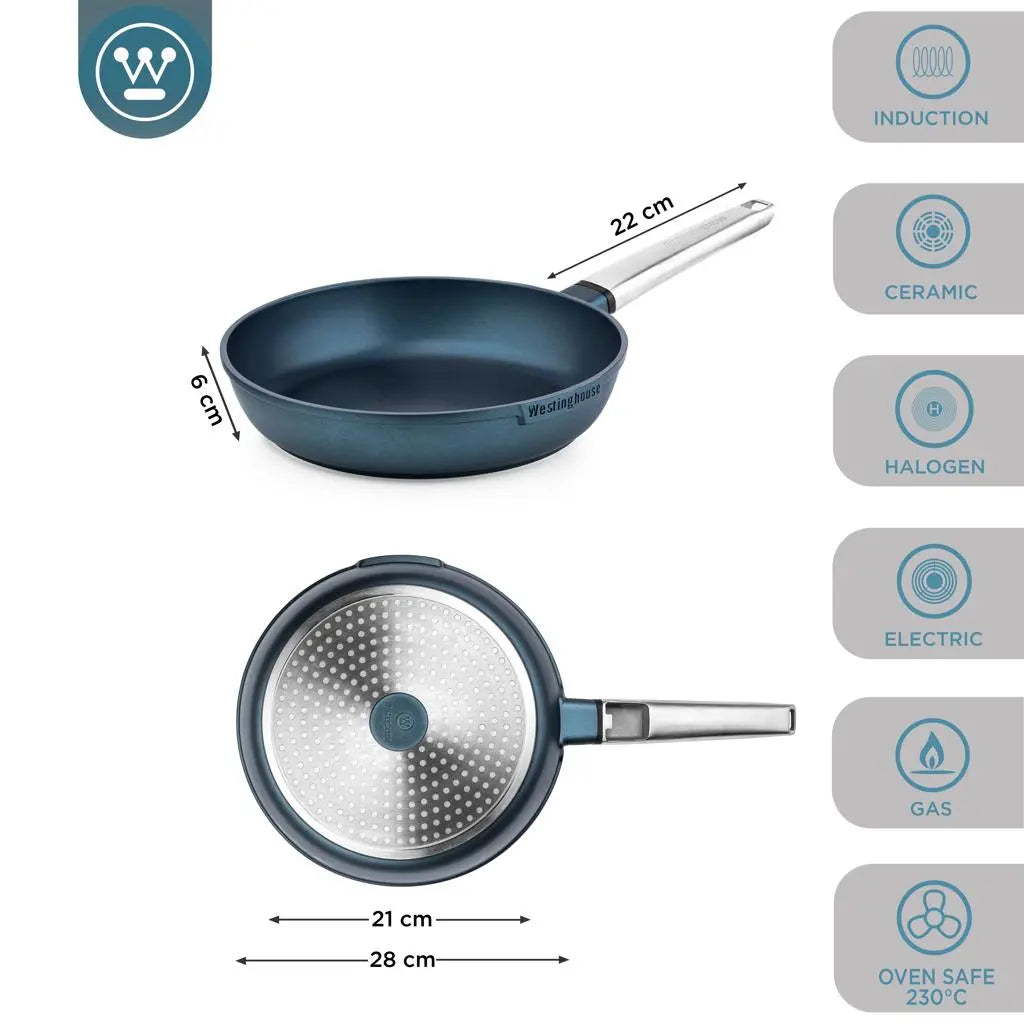 Sartén Westinghouse Performance 28 cm Azul (WCFP0095028BL) yapcr.com Costa Rica