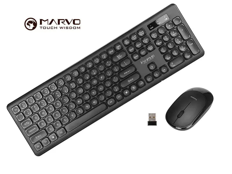 Set Inalámbrico Teclado + Mouse Marvo Negro (DCM003)