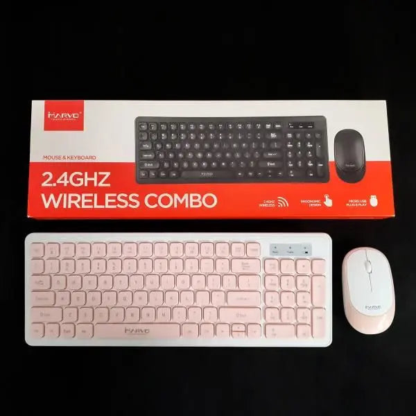 Set Inalámbrico Teclado + Mouse Marvo (DCM003 Rosado)