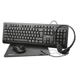 Set Oficina 4 en 1 Teclado, Mouse, Audífonos y Mouse Pad Trust Primo Negro (24262)