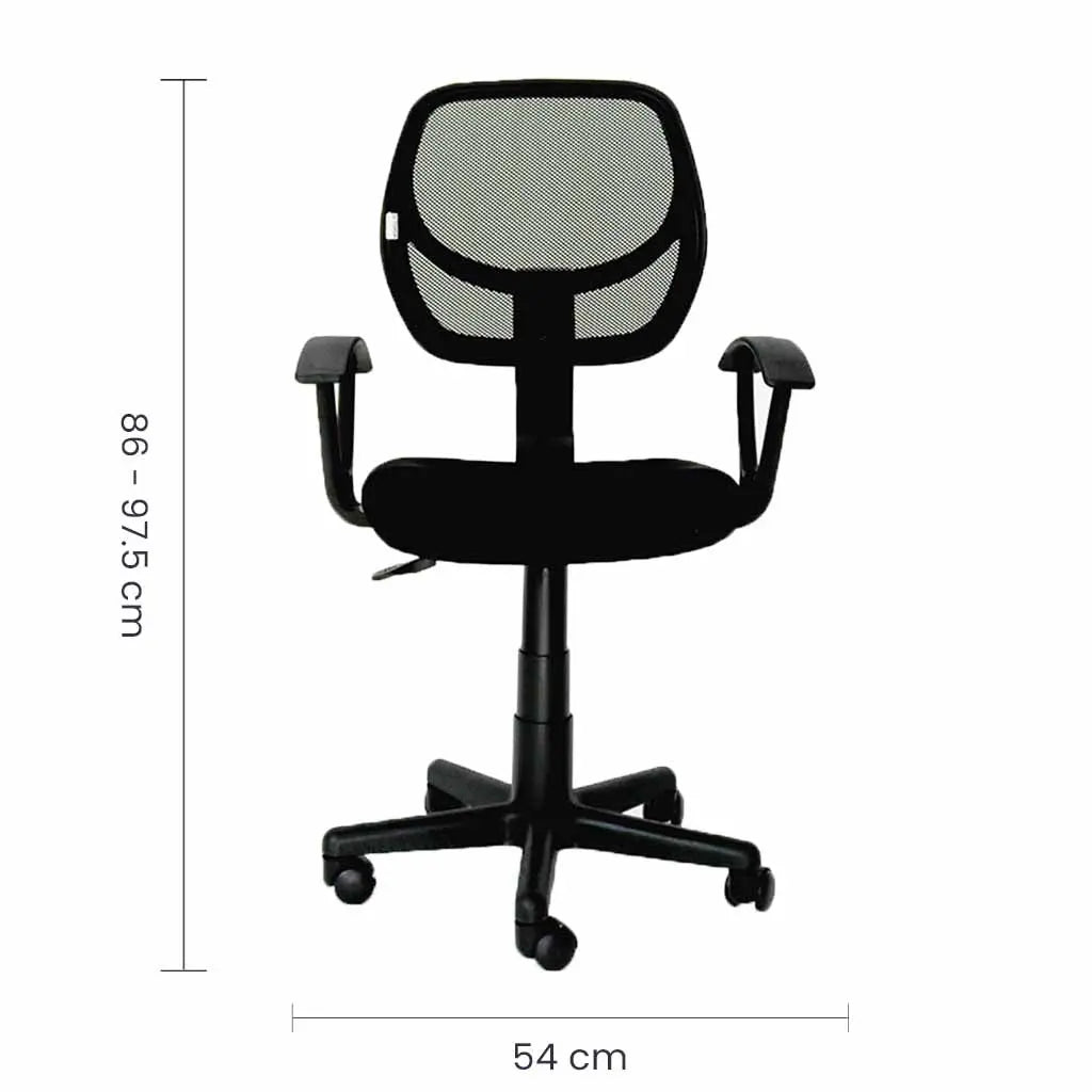 Silla Secretarial de Malla Negra con Brazos y Respaldo Fijo Tokoa (OS-2026) yapcr.com Costa Rica