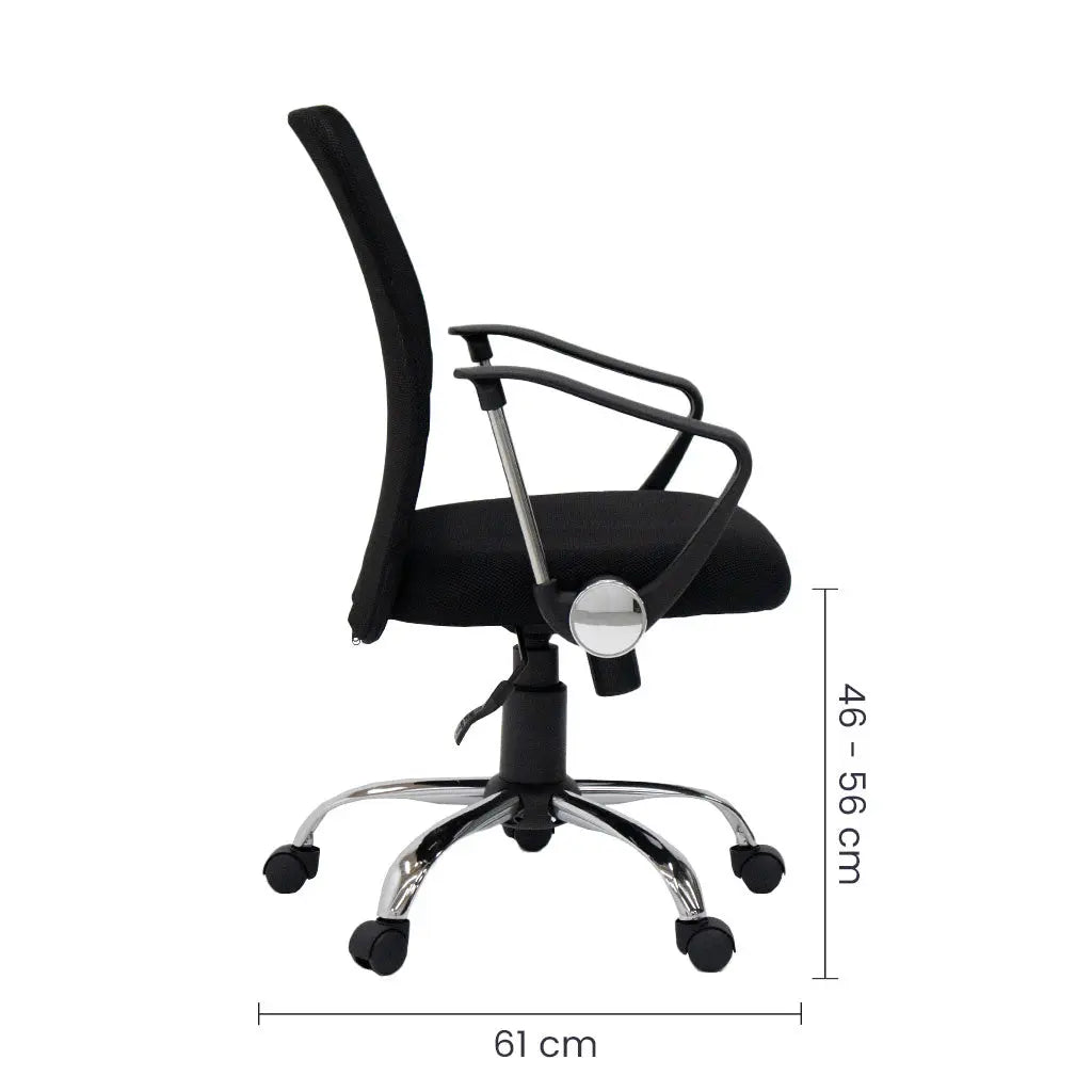 Silla Semi Ejecutiva Malla Negra con Brazos y Respaldo Reclinable Tokoa (OS-DT385) yapcr.com Costa Rica