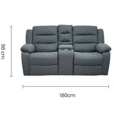 Sillón Reclinable Doble con Portavasos Tokoa Gris (SA-4327) yapcr.com Costa Rica