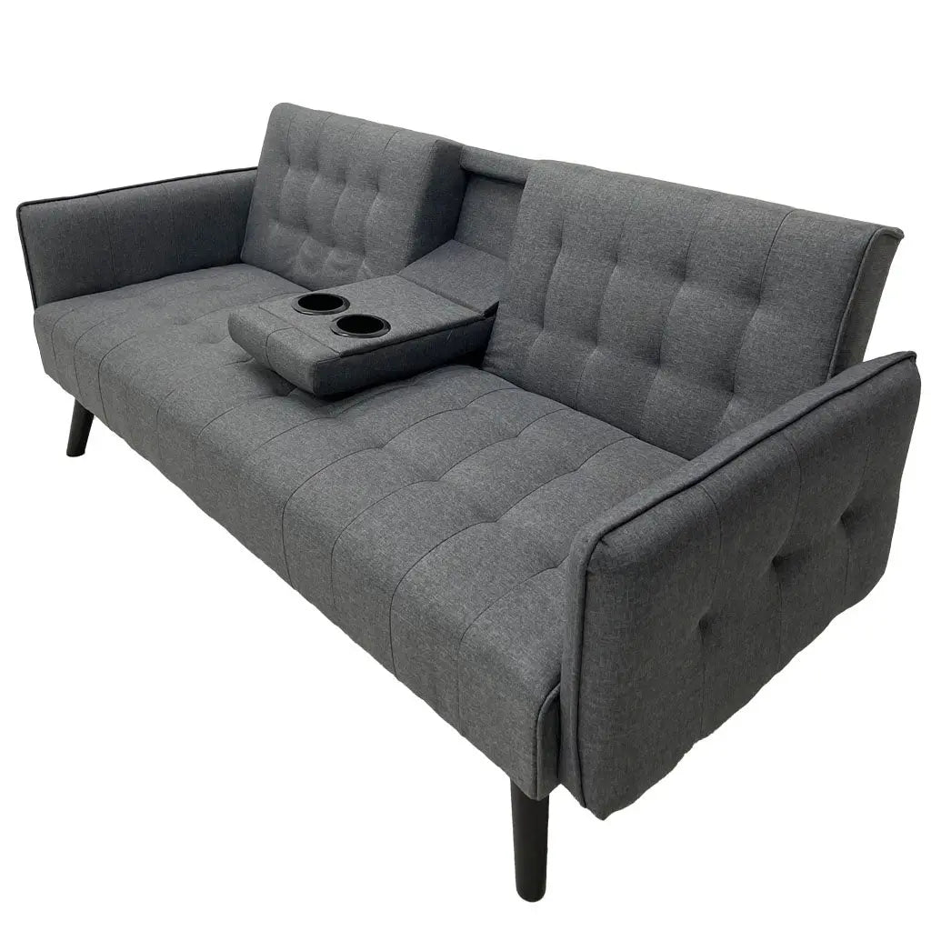 Sofá Cama Lino Gris con Portavasos Tokoa (SA-4298) yapcr.com Costa Rica