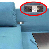 Sofá Cama Seccional Lino Azul con Chaise con Baúl y Tomas USB Tokoa (SA-4326) yapcr.com Costa Rica