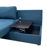 Sofá Cama Seccional Lino Azul con Chaise con Baúl y Tomas USB Tokoa (SA-4326) yapcr.com Costa Rica