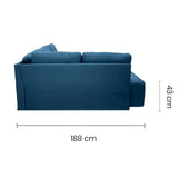 Sofá Cama Seccional Lino Azul con Chaise con Baúl y Tomas USB Tokoa (SA-4326) yapcr.com Costa Rica