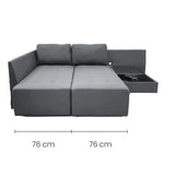 Sofá Seccional Lino Gris con Chaise con Baúl y Tomas USB Tokoa (SA-4325) yapcr.com Costa Rica