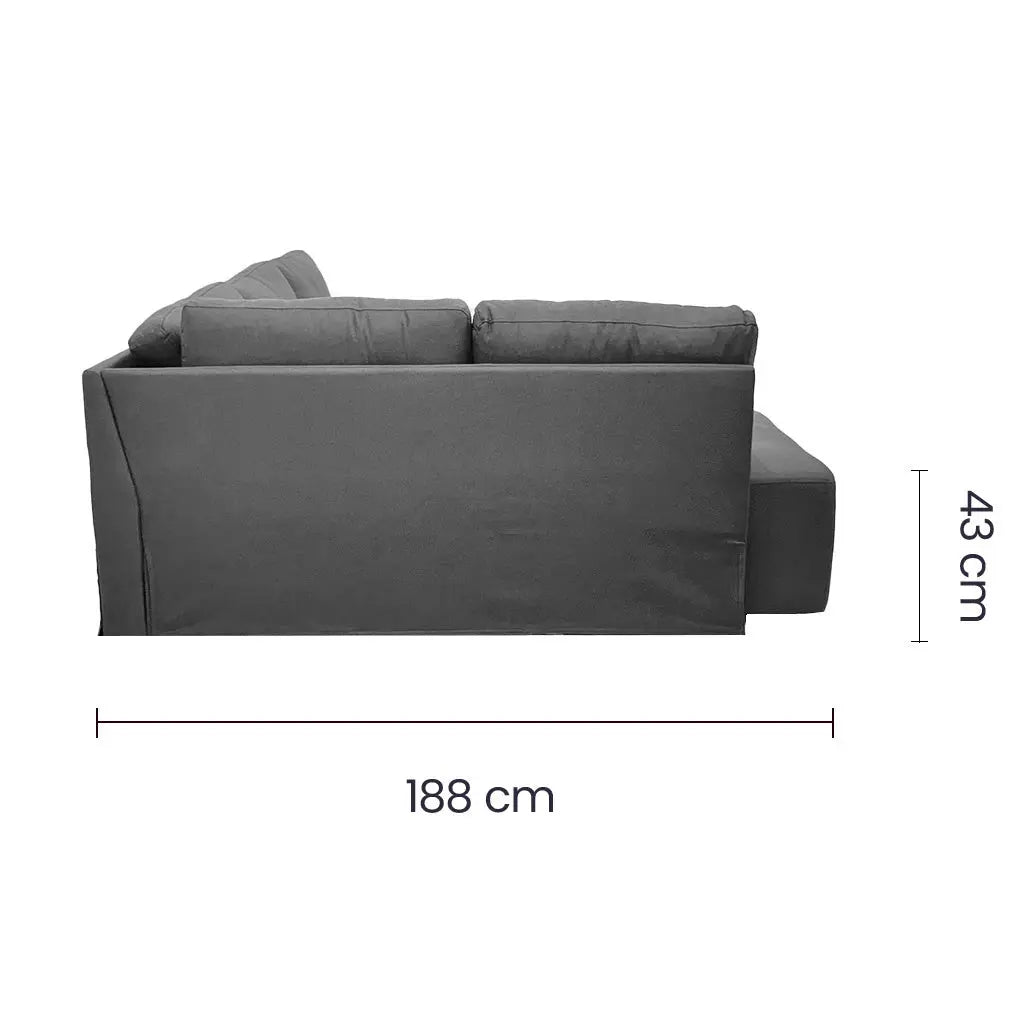 Sofá Seccional Lino Gris con Chaise con Baúl y Tomas USB Tokoa (SA-4325) yapcr.com Costa Rica