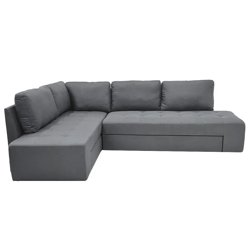 Sofá Seccional Lino Gris con Chaise con Baúl y Tomas USB Tokoa (SA-4325) yapcr.com Costa Rica