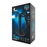 Soporte Doble para Audífonos con Luz RGB y 2 Puertos USB Yurei Xtech (XTH-690)