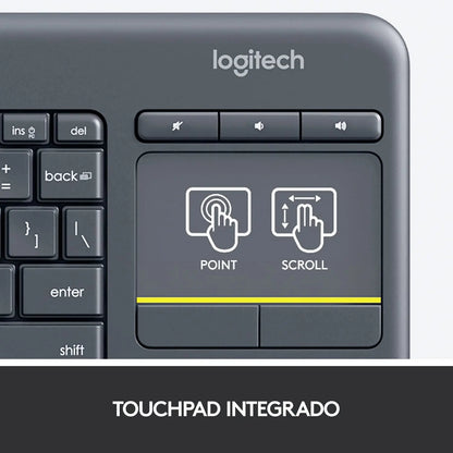 Teclado Inalámbrico con TouchPad Logitech K400 Plus Español Negro (920-007123)