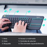 Teclado Inalámbrico con TouchPad Logitech K400 Plus Español Negro (920-007123)