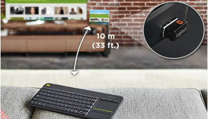 Teclado Inalámbrico con TouchPad Logitech K400 Plus Español Negro (920-007123)