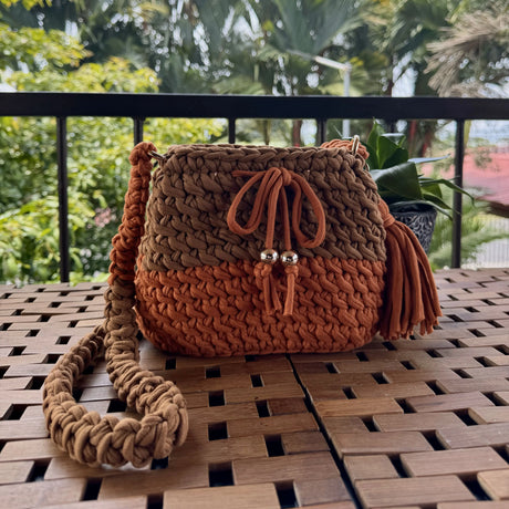 Bolso Tejido a Mano a Crochet Café/Terracota Florys (FBC-003) yapcr.com Costa Rica