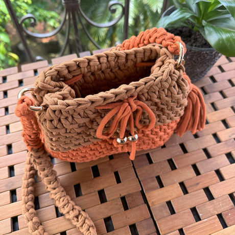 Bolso Tejido a Mano a Crochet Café/Terracota Florys (FBC-003) yapcr.com Costa Rica