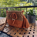 Bolso Tejido a Mano a Crochet Café/Terracota Florys (FBC-003) yapcr.com Costa Rica