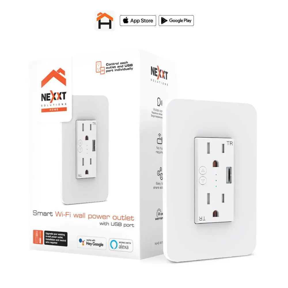 Tomacorriente de Pared Inteligente Wi-Fi con Puerto USB Nexxt (NHE-W100)