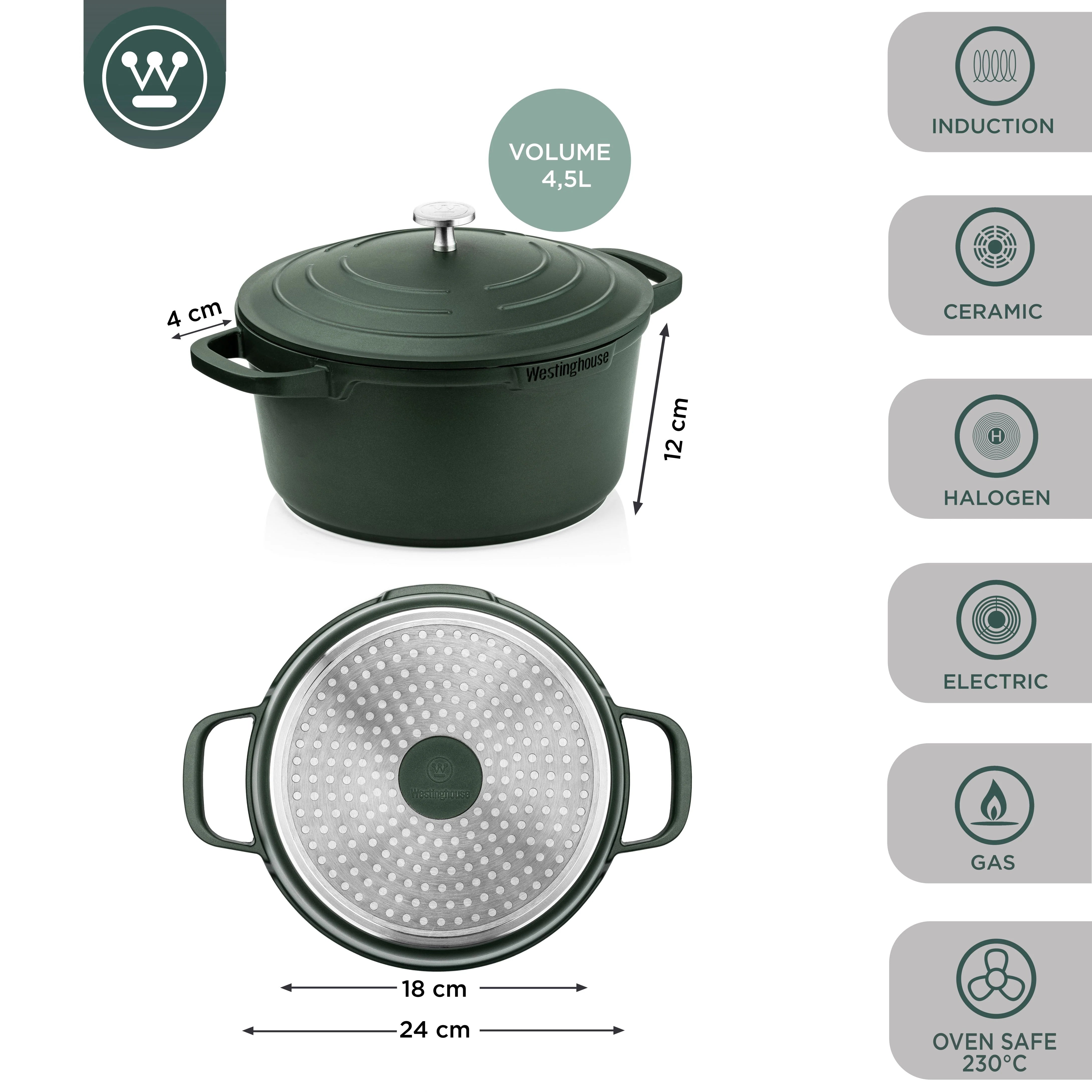 Olla de Aluminio Performance Verde Antiadherente 28 cm Westinghouse (WCCC0095028SG)