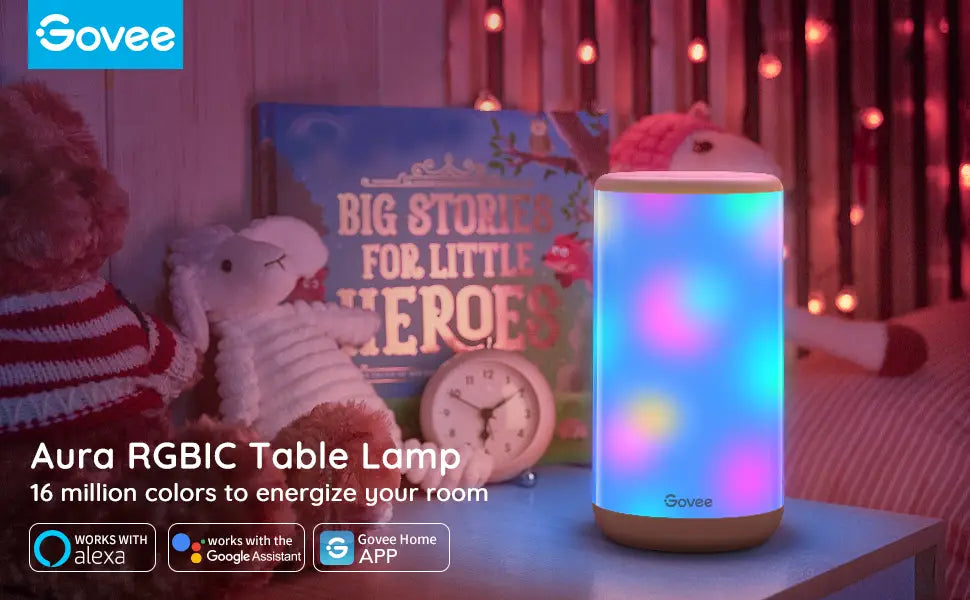 Lámpara de Mesa Inteligente Aura Govee RGB con cambio de color, control en aplicación Govee Home h60521d1-of-la