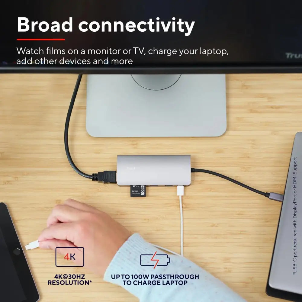 Adaptador 7-en-1 USB-C- HDMI- Red-Lector de Tarjetas USB-C y USB - Trust (23775) yapcr.com Costa Rica
