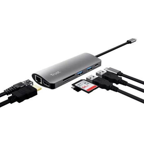 Adaptador 7-en-1 USB-C- HDMI- Red-Lector de Tarjetas USB-C y USB - Trust (23775) yapcr.com Costa Rica