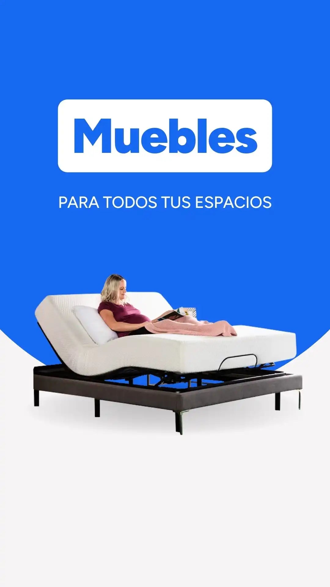 Base de cama ajustable con colchón.